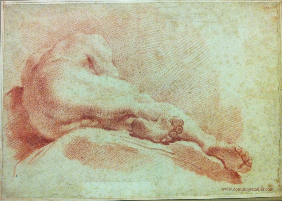 Dominique Millar's Collection, Artist: Gaetano Gandolfi, Male nude, academie, red chalk
